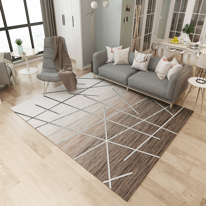 Creative Minimalist Rug Multicolor Criss-Cross Line Art Rug Anti-Slip Stain Resistant Pet Friendly Rug for Living Room Brown Clearhalo 'Area Rug' 'Modern' 'Rugs' Rug' 2199803