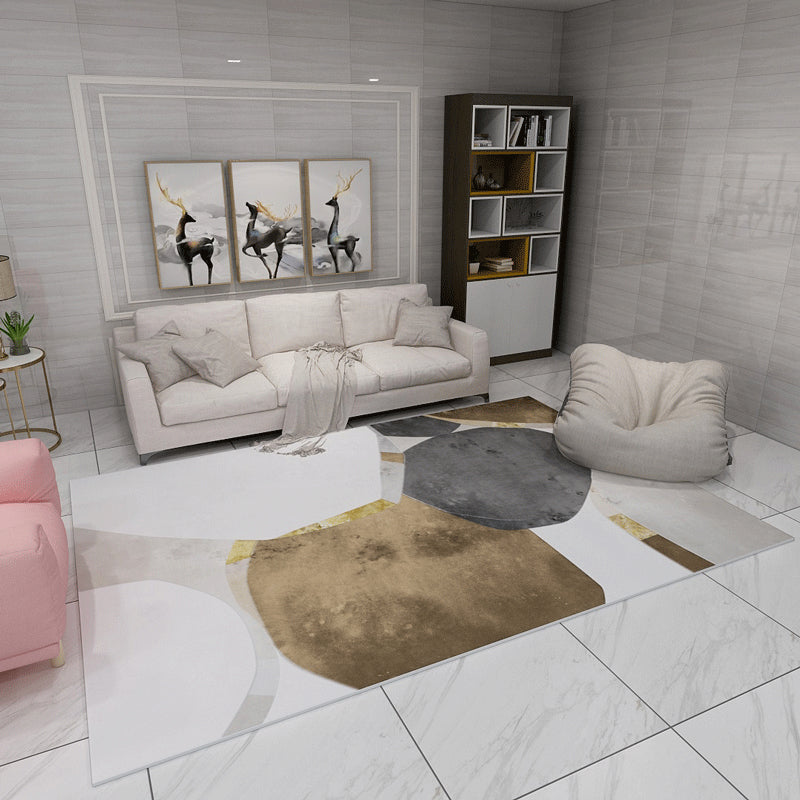 Minimalistic Nordic Style Rug Multicolor Color-Blocking Rug Machine Washable Pet Friendly Non-Slip Backing Carpet for Room Brown Clearhalo 'Area Rug' 'Modern' 'Rugs' Rug' 2199843