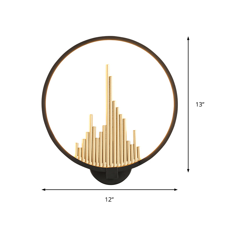 Acrylic Halo-Ring LED Sconce Light Modern Wall Mounted Lamp in Black/White with Mountain Pattern, Warm Light Clearhalo 'Modern wall lights' 'Modern' 'Wall Lamps & Sconces' 'Wall Lights' Lighting' 219987