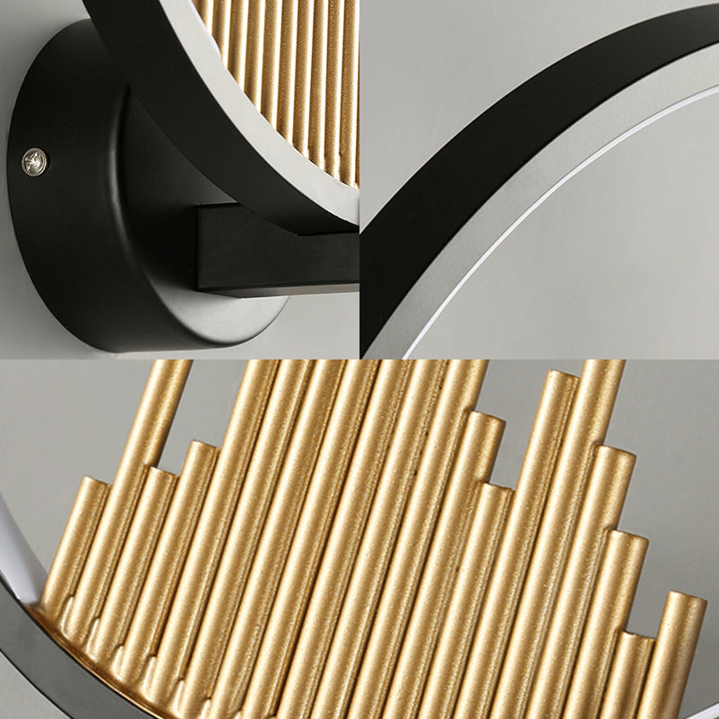 Acrylic Halo-Ring LED Sconce Light Modern Wall Mounted Lamp in Black/White with Mountain Pattern, Warm Light Clearhalo 'Modern wall lights' 'Modern' 'Wall Lamps & Sconces' 'Wall Lights' Lighting' 219991