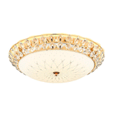 Dome Living Room Flush Light White Glass LED Simplicity Ceiling Lamp with Faceted Crystal Accent, 12"/16"/19.5" Wide White Clearhalo 'Ceiling Lights' 'Close To Ceiling Lights' 'Close to ceiling' 'Flush mount' Lighting' 21