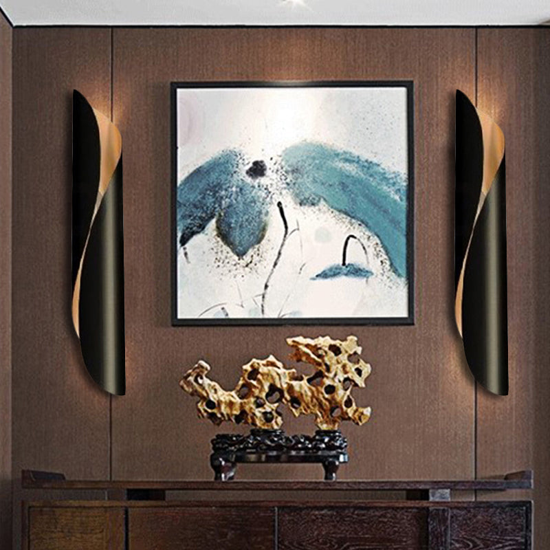 Black/White Rolling Sconce Light Fixture Contemporary 2 Lights Alumnium Up and Down Wall Sconce Black Clearhalo 'Cast Iron' 'Glass' 'Industrial' 'Modern wall lights' 'Modern' 'Tiffany' 'Traditional wall lights' 'Wall Lamps & Sconces' 'Wall Lights' Lighting' 220121