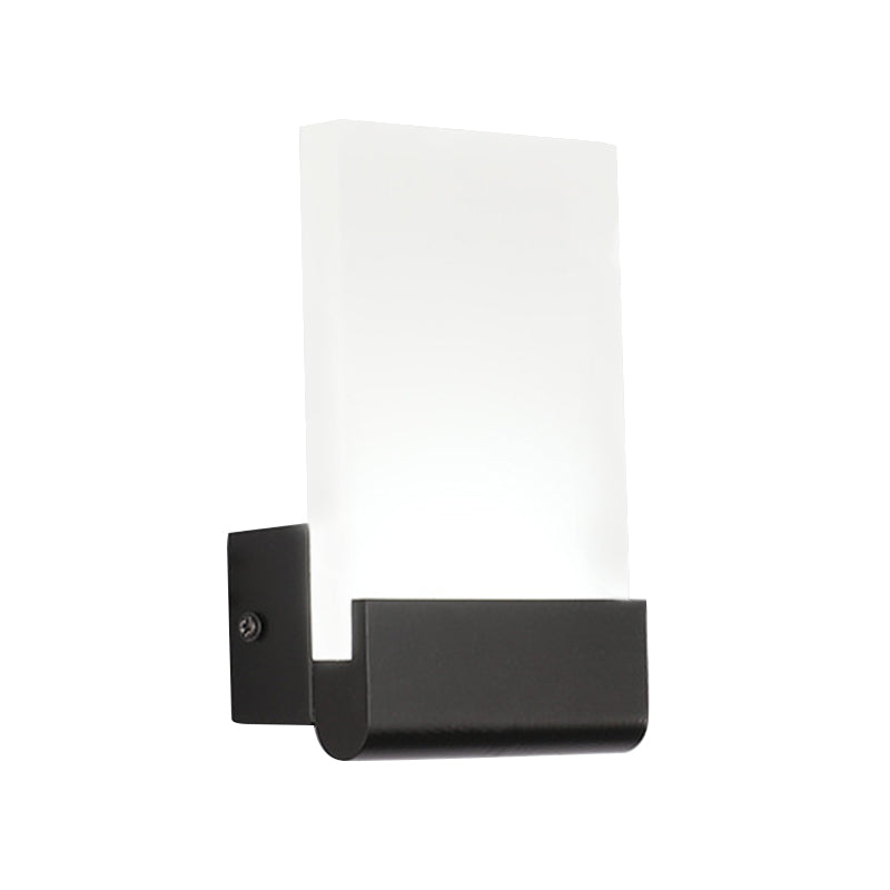 4" Wide Black/White Acrylic Sconce Light Simple Cuboid LED Wall Lighting Ideas, Warm/White Light Clearhalo 'Cast Iron' 'Glass' 'Industrial' 'Modern wall lights' 'Modern' 'Tiffany' 'Traditional wall lights' 'Wall Lamps & Sconces' 'Wall Lights' Lighting' 220237