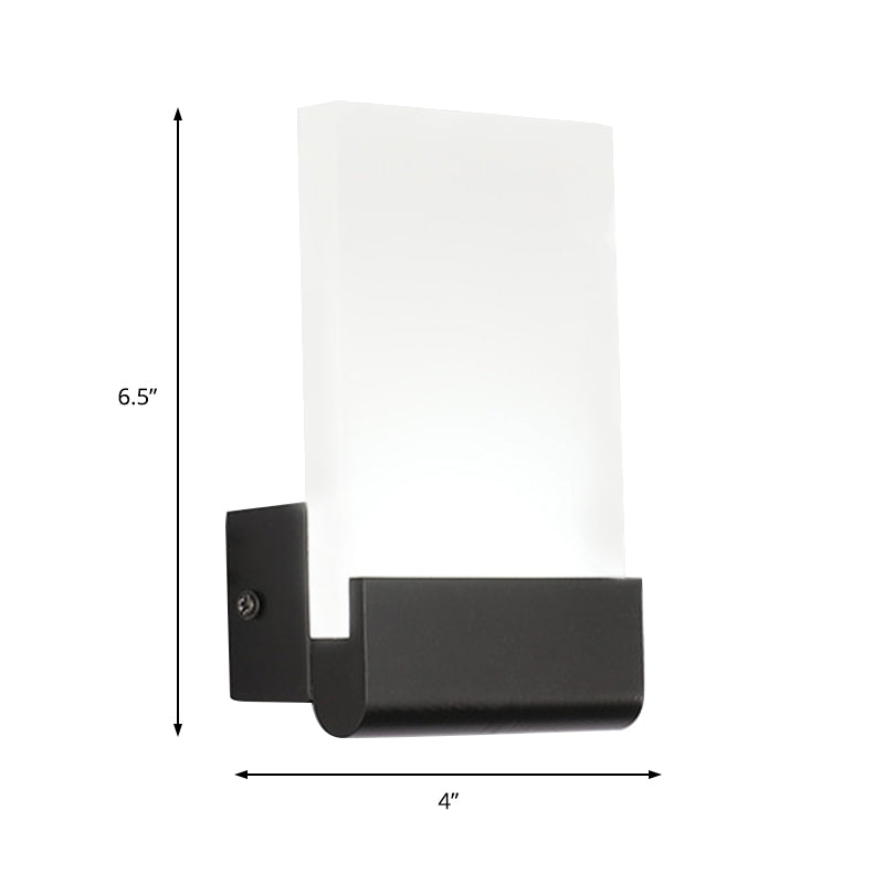 4" Wide Black/White Acrylic Sconce Light Simple Cuboid LED Wall Lighting Ideas, Warm/White Light Clearhalo 'Cast Iron' 'Glass' 'Industrial' 'Modern wall lights' 'Modern' 'Tiffany' 'Traditional wall lights' 'Wall Lamps & Sconces' 'Wall Lights' Lighting' 220238