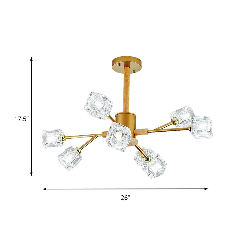 Gold/Grey Branch Chandelier Lamp Modernism Crystal 8/12 Bulbs Hanging Light Fixture Clearhalo 'Ceiling Lights' 'Chandeliers' 'Glass shade' 'Glass' 'Modern Chandeliers' 'Modern' Lighting' 220307