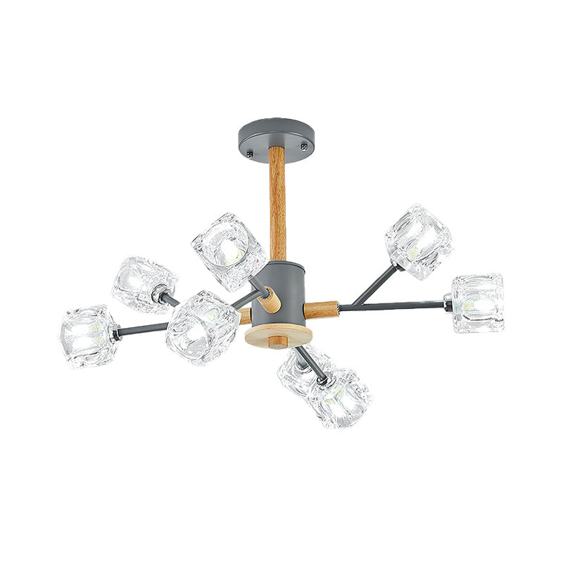 Gold/Grey Branch Chandelier Lamp Modernism Crystal 8/12 Bulbs Hanging Light Fixture Clearhalo 'Ceiling Lights' 'Chandeliers' 'Glass shade' 'Glass' 'Modern Chandeliers' 'Modern' Lighting' 220314