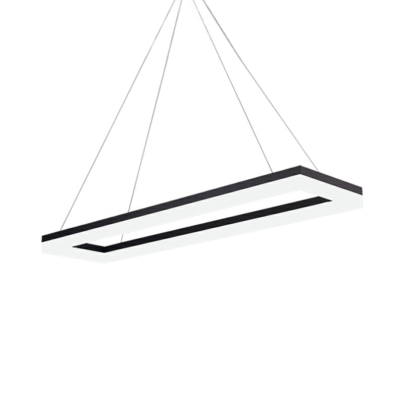 Black Rectangle Chandelier Light Modernism Acrylic LED Pendant Light Fixture in White/Warm/Natural Light Clearhalo 'Ceiling Lights' 'Chandeliers' 'Modern Chandeliers' 'Modern' Lighting' 220392