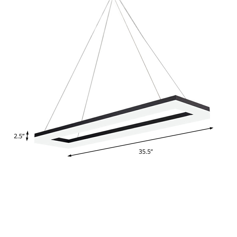 Black Rectangle Chandelier Light Modernism Acrylic LED Pendant Light Fixture in White/Warm/Natural Light Clearhalo 'Ceiling Lights' 'Chandeliers' 'Modern Chandeliers' 'Modern' Lighting' 220393