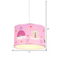 1 Light Bedroom Pendant Light Fixture Cartoon Stylish Pink Hanging Lamp with Drum Fabric Shade Clearhalo 'Ceiling Lights' 'Pendant Lights' 'Pendants' Lighting' 220400