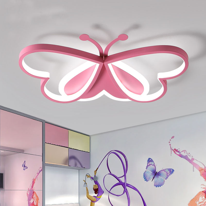 Modern Style Butterfly Flushmount Lamp Metal and Acrylic LED Children Room Ceiling Mounted Light in Blue/Pink Clearhalo 'Ceiling Lights' 'Close To Ceiling Lights' 'Close to ceiling' 'Flush mount' Lighting' 220402