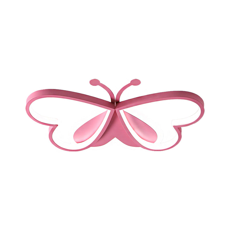 Modern Style Butterfly Flushmount Lamp Metal and Acrylic LED Children Room Ceiling Mounted Light in Blue/Pink Clearhalo 'Ceiling Lights' 'Close To Ceiling Lights' 'Close to ceiling' 'Flush mount' Lighting' 220403