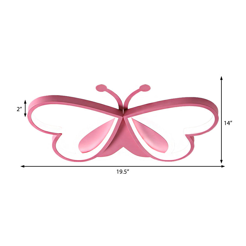 Modern Style Butterfly Flushmount Lamp Metal and Acrylic LED Children Room Ceiling Mounted Light in Blue/Pink Clearhalo 'Ceiling Lights' 'Close To Ceiling Lights' 'Close to ceiling' 'Flush mount' Lighting' 220404