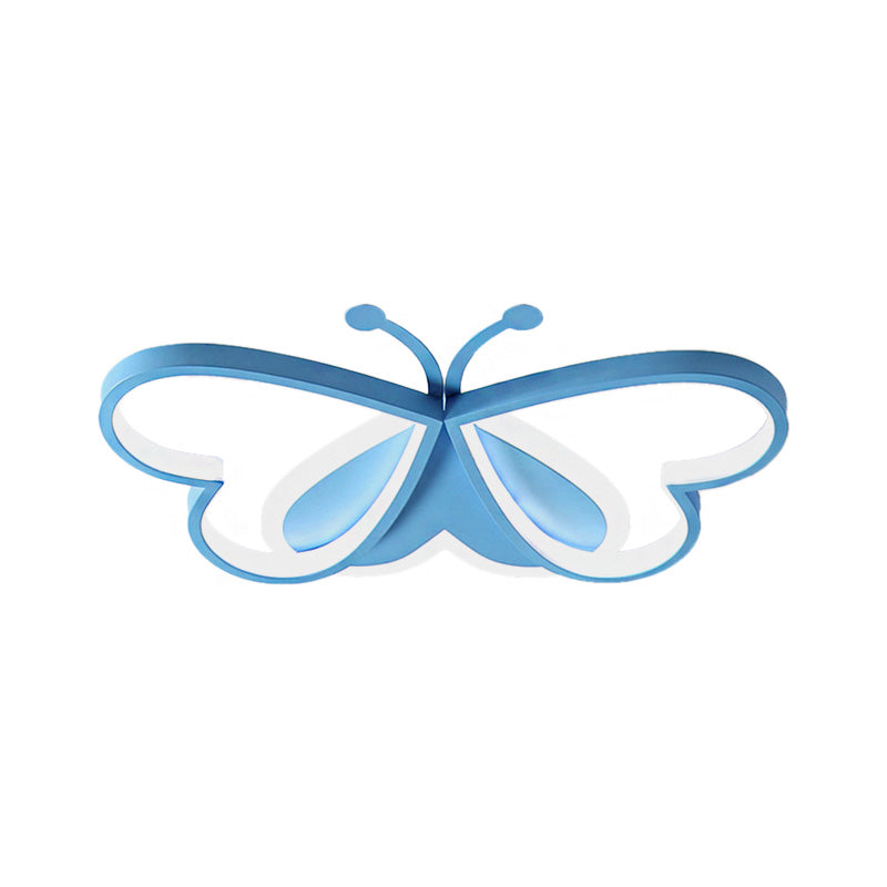 Modern Style Butterfly Flushmount Lamp Metal and Acrylic LED Children Room Ceiling Mounted Light in Blue/Pink Clearhalo 'Ceiling Lights' 'Close To Ceiling Lights' 'Close to ceiling' 'Flush mount' Lighting' 220407