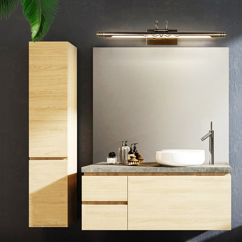 Bronze/Brass LED Vanity Light Fixture Classic Metal Tube Sconce Lamp in White/Warm Light, 21"/26"/29" W Bronze Clearhalo 'Vanity Lights' 'Wall Lights' Lighting' 220413