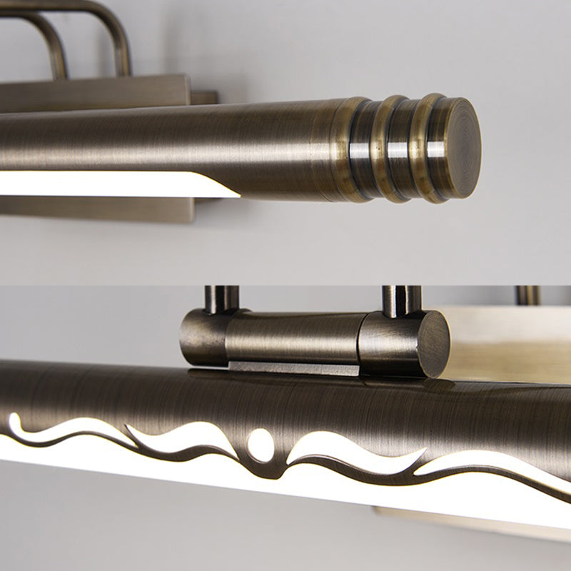 Bronze/Brass LED Vanity Light Fixture Classic Metal Tube Sconce Lamp in White/Warm Light, 21"/26"/29" W Clearhalo 'Vanity Lights' 'Wall Lights' Lighting' 220419