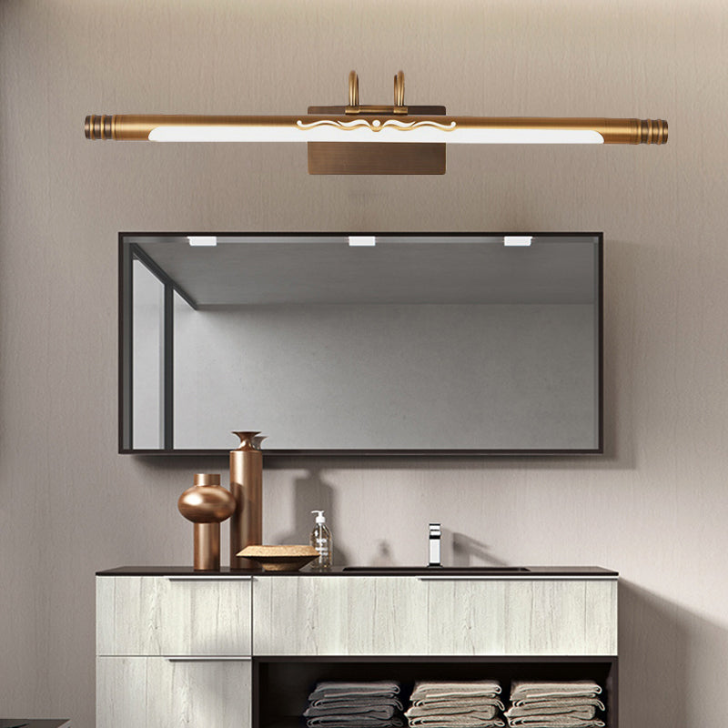 Bronze/Brass LED Vanity Light Fixture Classic Metal Tube Sconce Lamp in White/Warm Light, 21"/26"/29" W Clearhalo 'Vanity Lights' 'Wall Lights' Lighting' 220421