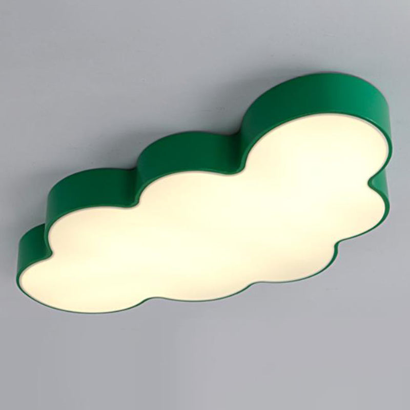 Cloud Kindergarten Flush Mount Lighting Metallic Kids Style LED Flush Mount Fixture with Acrylic Shade Green Clearhalo 'Ceiling Lights' 'Close To Ceiling Lights' 'Close to ceiling' 'Flush mount' Lighting' 2204222