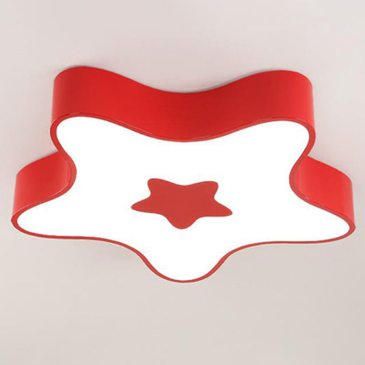 Star Shade Nursery Flush Mount Lighting Acrylic Kids Style LED Flush Mount Fixture Red Clearhalo 'Ceiling Lights' 'Close To Ceiling Lights' 'Close to ceiling' 'Flush mount' Lighting' 2204249