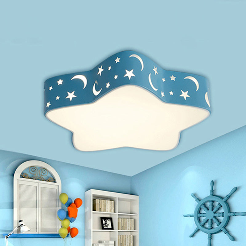 Cartoon Star Shade LED Flush Mount Light Acrylic Nursery Ceiling Light Flush Mount Clearhalo 'Ceiling Lights' 'Close To Ceiling Lights' 'Close to ceiling' 'Flush mount' Lighting' 2204258
