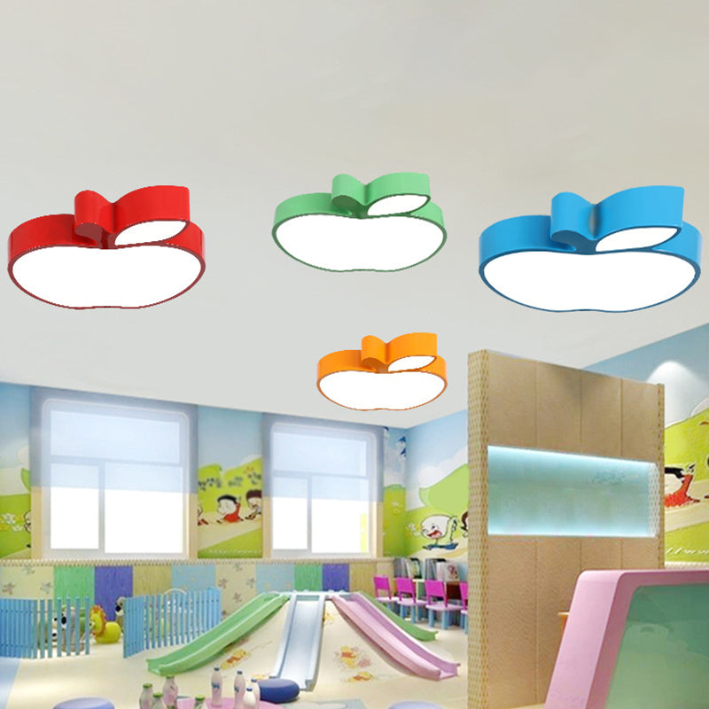Acrylic Apple Shaped Flush Ceiling Light Cartoon LED Flush Mount Lighting Fixture for Nursery Green Clearhalo 'Ceiling Lights' 'Close To Ceiling Lights' 'Close to ceiling' 'Flush mount' Lighting' 2204295