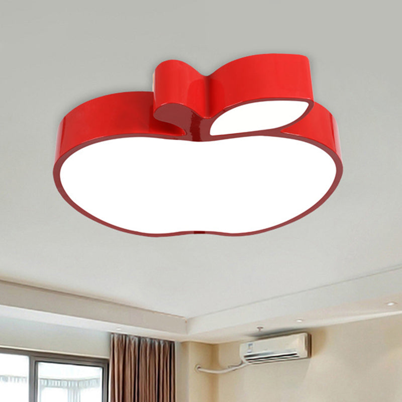 Acrylic Apple Shaped Flush Ceiling Light Cartoon LED Flush Mount Lighting Fixture for Nursery Red Clearhalo 'Ceiling Lights' 'Close To Ceiling Lights' 'Close to ceiling' 'Flush mount' Lighting' 2204296