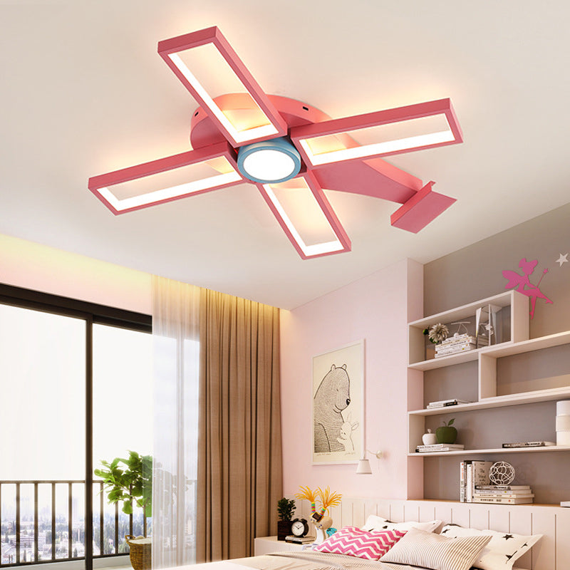 Blue/Pink Helicopter Shaped Flush Ceiling Light Kids LED Metal and Silicone Ceiling Flush Mount for Bedroom, Warm/White Light Pink Clearhalo 'Ceiling Lights' 'Close To Ceiling Lights' 'Close to ceiling' 'Flush mount' Lighting' 220430