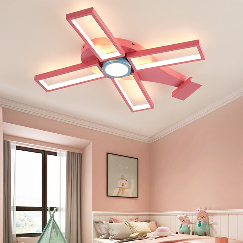 Blue/Pink Helicopter Shaped Flush Ceiling Light Kids LED Metal and Silicone Ceiling Flush Mount for Bedroom, Warm/White Light Clearhalo 'Ceiling Lights' 'Close To Ceiling Lights' 'Close to ceiling' 'Flush mount' Lighting' 220431