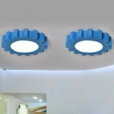 Gear Shaped Flush Mount Lighting Cartoon Metallic Blue LED Flush Mount Fixture for Nursery Clearhalo 'Ceiling Lights' 'Close To Ceiling Lights' 'Close to ceiling' 'Flush mount' Lighting' 2204338