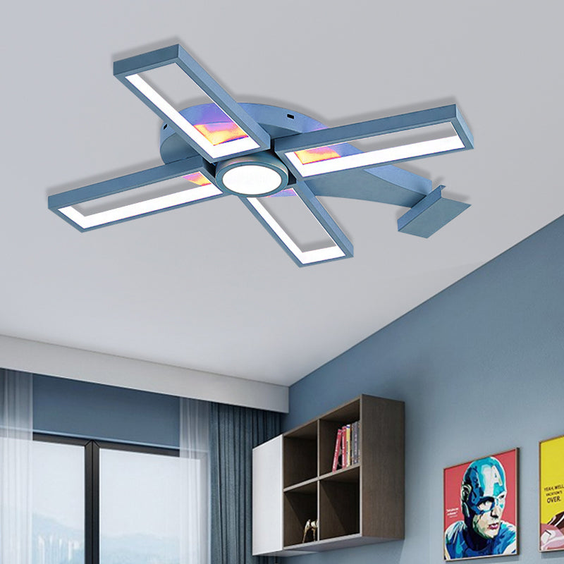Blue/Pink Helicopter Shaped Flush Ceiling Light Kids LED Metal and Silicone Ceiling Flush Mount for Bedroom, Warm/White Light Blue Clearhalo 'Ceiling Lights' 'Close To Ceiling Lights' 'Close to ceiling' 'Flush mount' Lighting' 220434