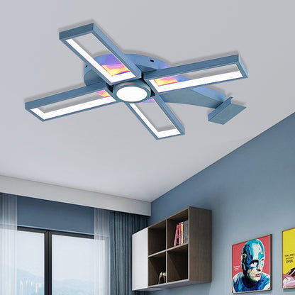 Blue/Pink Helicopter Shaped Flush Ceiling Light Kids LED Metal and Silicone Ceiling Flush Mount for Bedroom, Warm/White Light Blue Clearhalo 'Ceiling Lights' 'Close To Ceiling Lights' 'Close to ceiling' 'Flush mount' Lighting' 220434