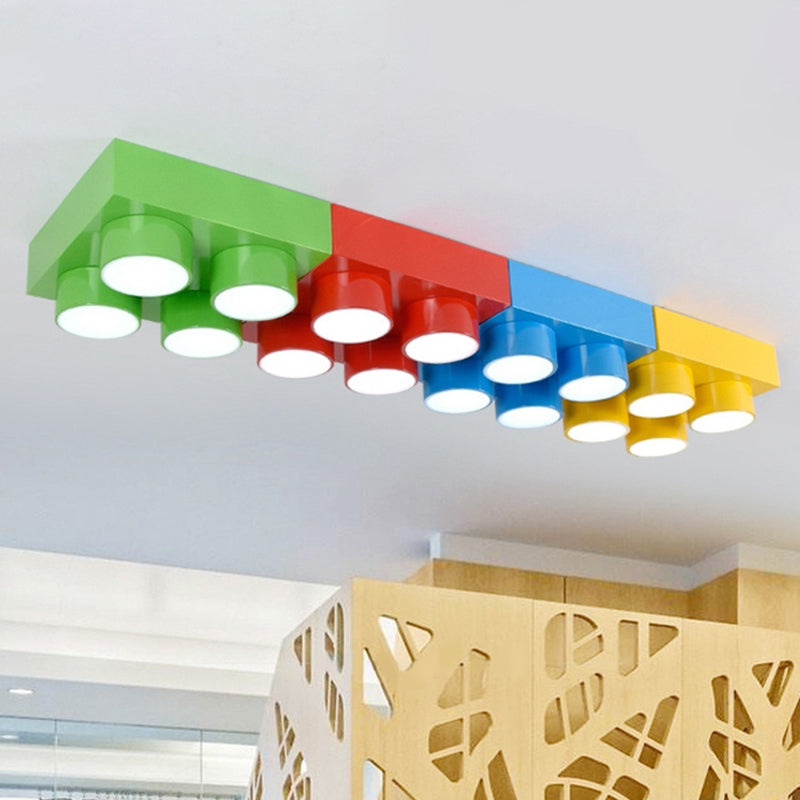 Toy Brick Kindergarten LED Flush Mount Metallic Childrens Flushmount Ceiling Light with Acrylic Shade Clearhalo 'Ceiling Lights' 'Close To Ceiling Lights' 'Close to ceiling' 'Flush mount' Lighting' 2204342