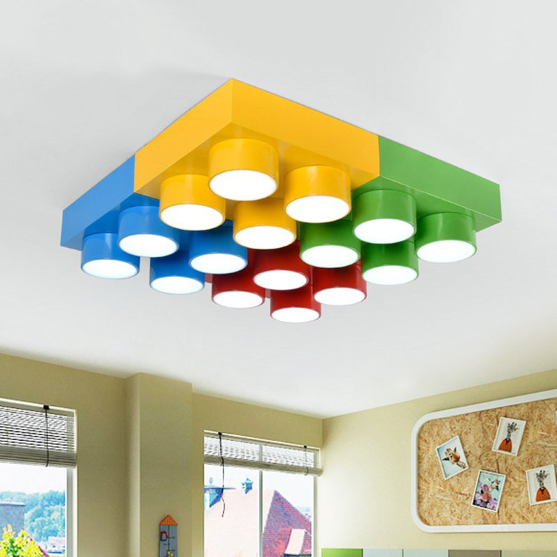 Toy Brick Kindergarten LED Flush Mount Metallic Childrens Flushmount Ceiling Light with Acrylic Shade Clearhalo 'Ceiling Lights' 'Close To Ceiling Lights' 'Close to ceiling' 'Flush mount' Lighting' 2204343
