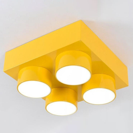 Toy Brick Kindergarten LED Flush Mount Metallic Childrens Flushmount Ceiling Light with Acrylic Shade Yellow Clearhalo 'Ceiling Lights' 'Close To Ceiling Lights' 'Close to ceiling' 'Flush mount' Lighting' 2204344