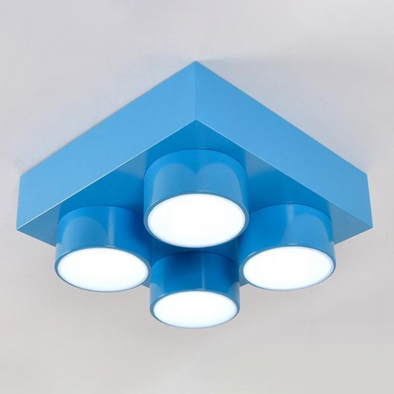 Toy Brick Kindergarten LED Flush Mount Metallic Childrens Flushmount Ceiling Light with Acrylic Shade Blue Clearhalo 'Ceiling Lights' 'Close To Ceiling Lights' 'Close to ceiling' 'Flush mount' Lighting' 2204345