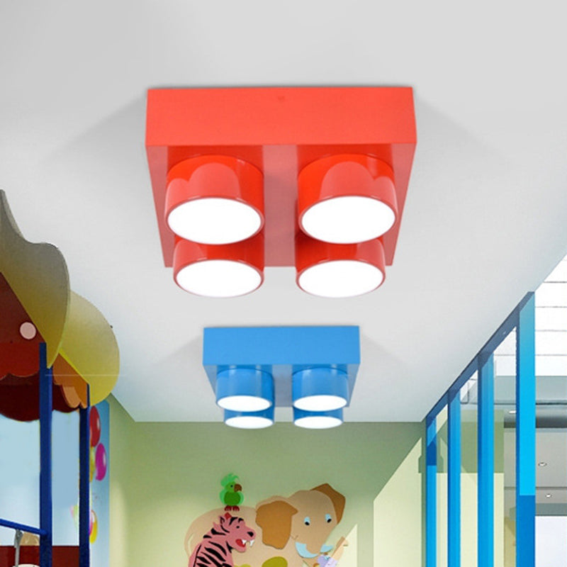 Toy Brick Kindergarten LED Flush Mount Metallic Childrens Flushmount Ceiling Light with Acrylic Shade Clearhalo 'Ceiling Lights' 'Close To Ceiling Lights' 'Close to ceiling' 'Flush mount' Lighting' 2204346