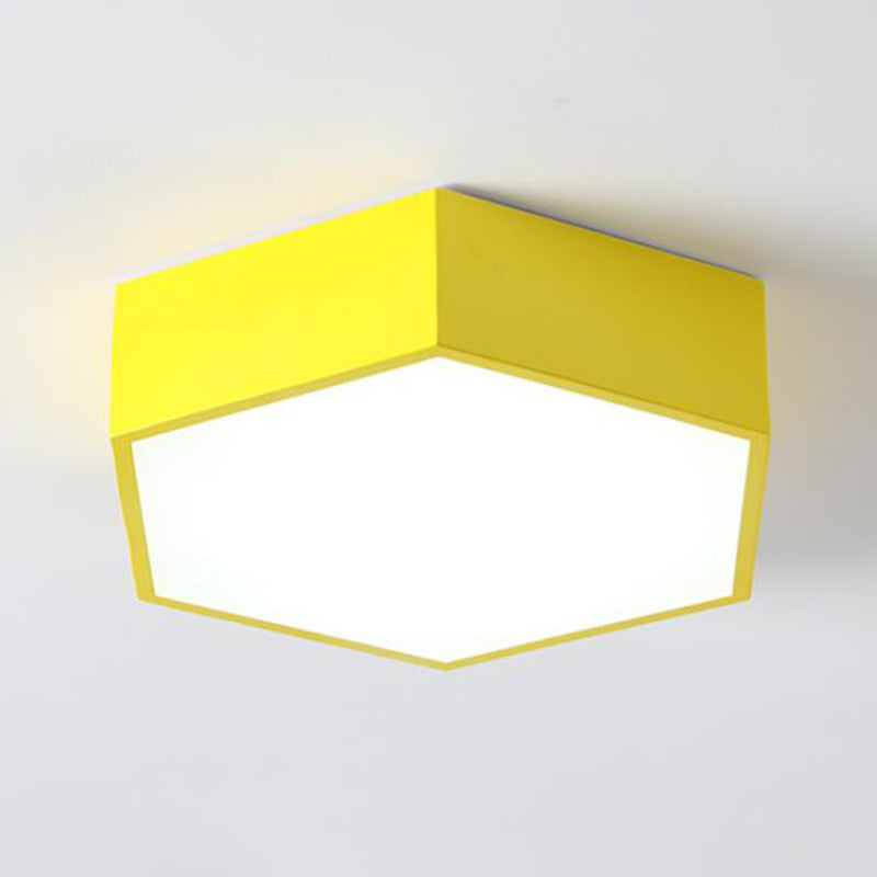 Hexagon Shaped LED Flush Mount Lighting Minimalist Acrylic Nursery Ceiling Light Flush Mount Yellow Clearhalo 'Ceiling Lights' 'Close To Ceiling Lights' 'Close to ceiling' 'Flush mount' Lighting' 2204355