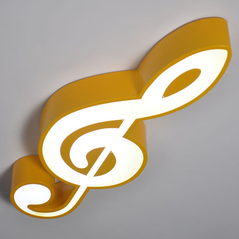 Musical Note Flush Light Minimalistic Metallic Child Room LED Flush Ceiling Light with Acrylic Shade Yellow Clearhalo 'Ceiling Lights' 'Close To Ceiling Lights' 'Close to ceiling' 'Flush mount' Lighting' 2204403