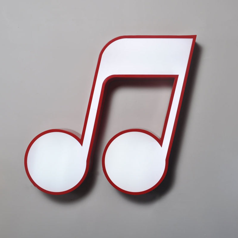 Musical Note Flush Light Minimalistic Metallic Child Room LED Flush Ceiling Light with Acrylic Shade Red Clearhalo 'Ceiling Lights' 'Close To Ceiling Lights' 'Close to ceiling' 'Flush mount' Lighting' 2204406