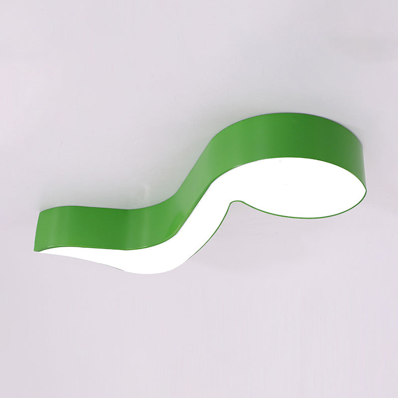 Musical Note Flush Light Minimalistic Metallic Child Room LED Flush Ceiling Light with Acrylic Shade Green Clearhalo 'Ceiling Lights' 'Close To Ceiling Lights' 'Close to ceiling' 'Flush mount' Lighting' 2204409