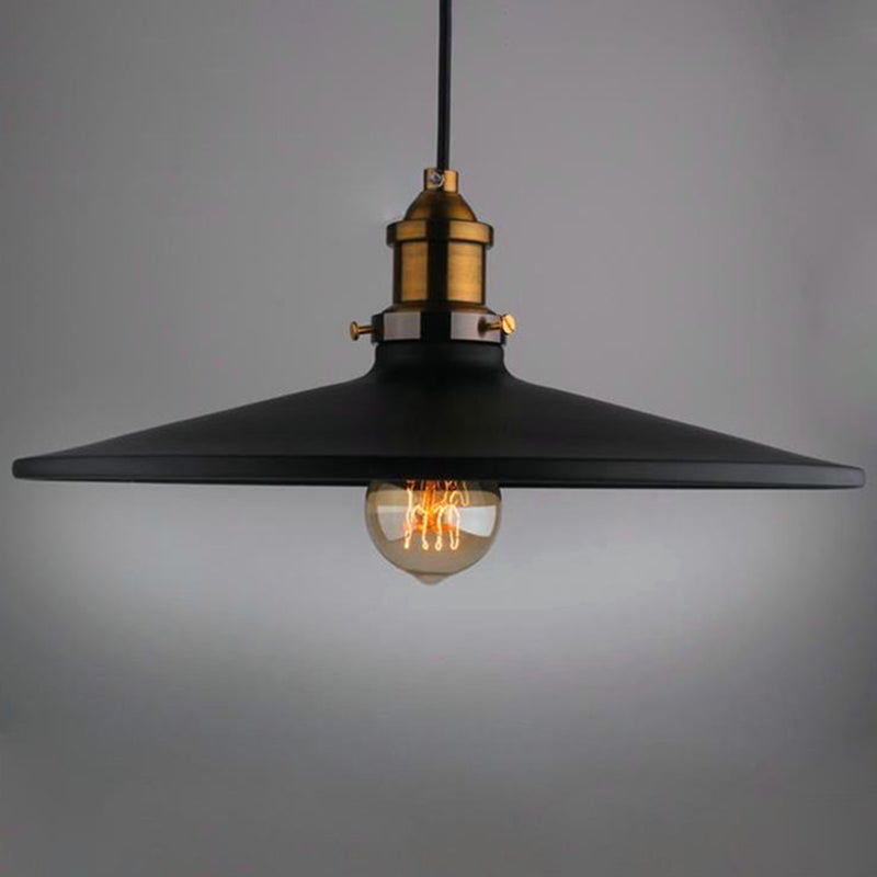 Black Flared Shade Hanging Light Simplicity Metallic 1��Bulb Restaurant Pendant Light Fixture Black 14" Clearhalo 'Ceiling Lights' 'Industrial Pendants' 'Industrial' 'Middle Century Pendants' 'Pendant Lights' 'Pendants' 'Tiffany' Lighting' 2204469_944a34e3-2a1c-43e1-8c97-0f5618006db1
