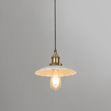 White Single Ceiling Light Industrial Metallic Scalloped Umbrella Hanging Pendant Light White 10" Clearhalo 'Art Deco Pendants' 'Cast Iron' 'Ceiling Lights' 'Ceramic' 'Crystal' 'Industrial Pendants' 'Industrial' 'Metal' 'Middle Century Pendants' 'Pendant Lights' 'Pendants' 'Tiffany' Lighting' 2204481