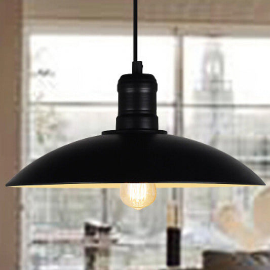 Pot Cover Metallic Hanging Light Simplicity 1��Bulb Restaurant Pendant Light Fixture Black Outer & White Inner Clearhalo 'Ceiling Lights' 'Industrial Pendants' 'Industrial' 'Middle Century Pendants' 'Pendant Lights' 'Pendants' 'Tiffany' Lighting' 2204493