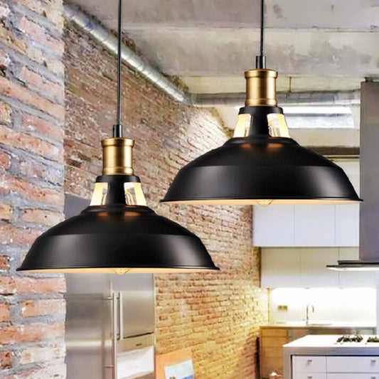 Retro Style Pot Cover Suspension Lighting 1 Head Iron Pendant Ceiling Light for Bar Clearhalo 'Art Deco Pendants' 'Black' 'Cast Iron' 'Ceiling Lights' 'Ceramic' 'Crystal' 'Industrial' 'Metal' 'Pendant Lights' 'Rustic Pendants' 'Tiffany' Lighting' 2204547