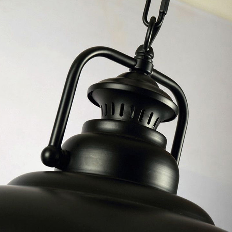 Industrial Pot Lid Ceiling Light Single Metal Hanging Pendant Light with Handle for Dining Room Clearhalo 'Art Deco Pendants' 'Black' 'Cast Iron' 'Ceiling Lights' 'Ceramic' 'Crystal' 'Industrial Pendants' 'Industrial' 'Metal' 'Middle Century Pendants' 'Pendant Lights' 'Pendants' 'Rustic Pendants' 'Tiffany' Lighting' 2204572