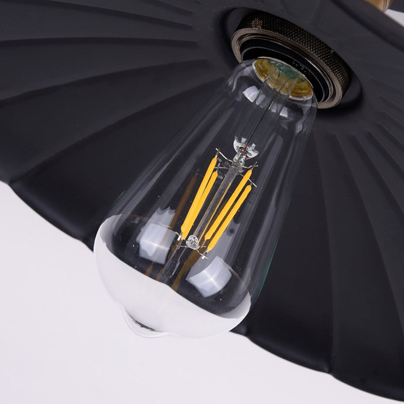 Metallic Shaded Flush Mount Lighting Retro Style Single-Bulb Corridor Semi Flush Ceiling Light in Black Clearhalo 'Ceiling Lights' 'Close To Ceiling Lights' 'Close to ceiling' 'Flush mount' 'Industrial Flush Mount' Lighting' 2204608