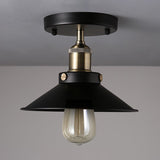 Black Flared Shade Semi Flush Light Industrial 1��Bulb Corridor Ceiling Flush Mount Clearhalo 'Ceiling Lights' 'Close To Ceiling Lights' 'Close to ceiling' 'Semi-flushmount' Lighting' 2204613