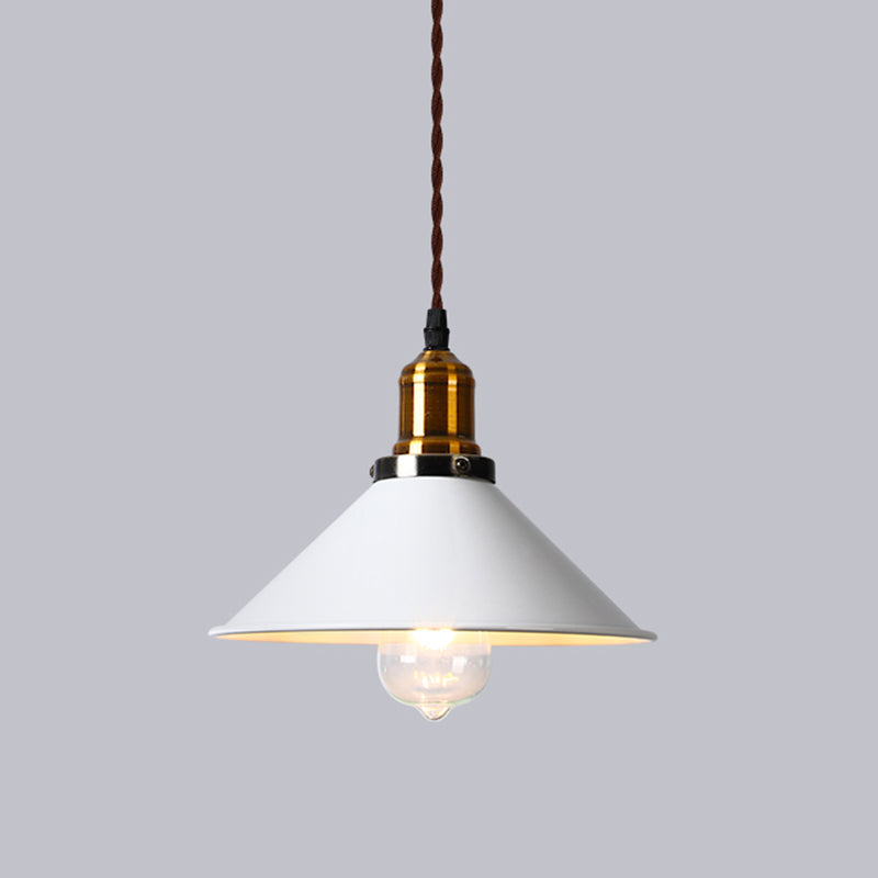Industrial Cone Shade Ceiling Light Single Metal Hanging Pendant Light for Restaurant White C Clearhalo 'Art Deco Pendants' 'Cast Iron' 'Ceiling Lights' 'Ceramic' 'Crystal' 'Industrial Pendants' 'Industrial' 'Metal' 'Middle Century Pendants' 'Pendant Lights' 'Pendants' 'Tiffany' Lighting' 2204617