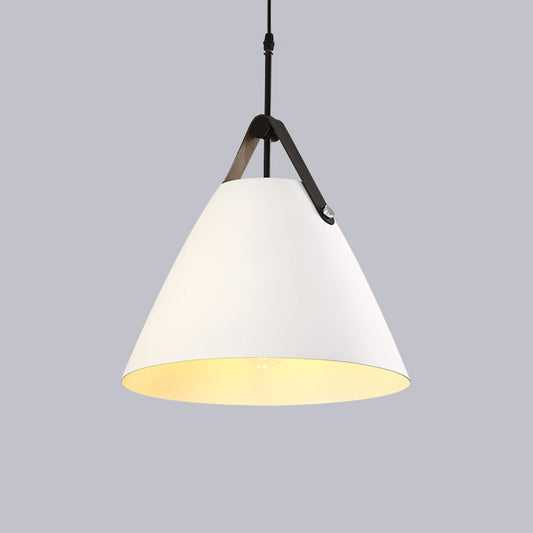 Industrial Cone Shade Ceiling Light Single Metal Hanging Pendant Light for Restaurant White E Clearhalo 'Art Deco Pendants' 'Cast Iron' 'Ceiling Lights' 'Ceramic' 'Crystal' 'Industrial Pendants' 'Industrial' 'Metal' 'Middle Century Pendants' 'Pendant Lights' 'Pendants' 'Tiffany' Lighting' 2204618