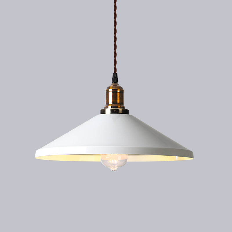 Industrial Cone Shade Ceiling Light Single Metal Hanging Pendant Light for Restaurant White A Clearhalo 'Art Deco Pendants' 'Cast Iron' 'Ceiling Lights' 'Ceramic' 'Crystal' 'Industrial Pendants' 'Industrial' 'Metal' 'Middle Century Pendants' 'Pendant Lights' 'Pendants' 'Tiffany' Lighting' 2204619