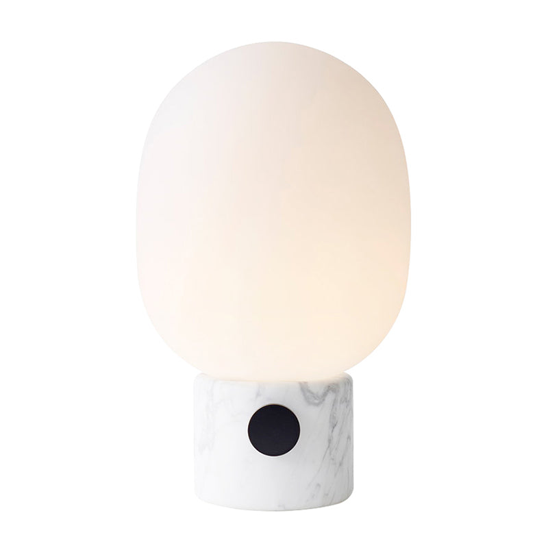 Modern Egg Shaped Table Lighting Opal Glass Bedside Nightstand Lamp with Marble Base in White Clearhalo 'Lamps' 'Table Lamps' Lighting' 2204630